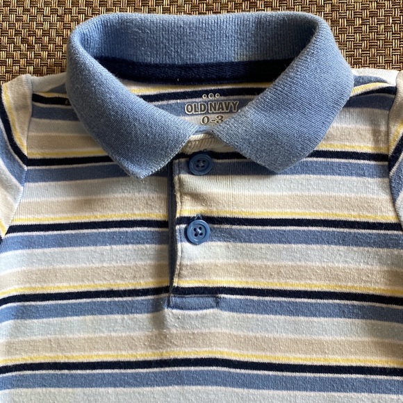 Old Navy Stripe Polo Romper 0-3 Months - Picture 2 of 6